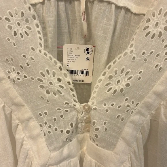 Free People White Eyelet Blouse - Picture 6 of 12
